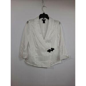 Metaphor Dress Blouse, Size Medium.   White, Semi Sheer